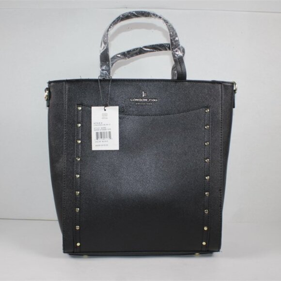 London Fog Handbags - London Fog Black Sophia Studded Tote Shoulder Bag